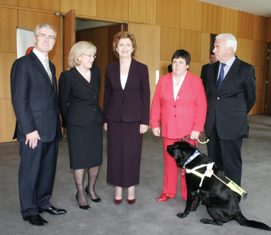 Picture of AHEAD staff with President Mary McAleese at the Inaugural Get AHEAD Lecture