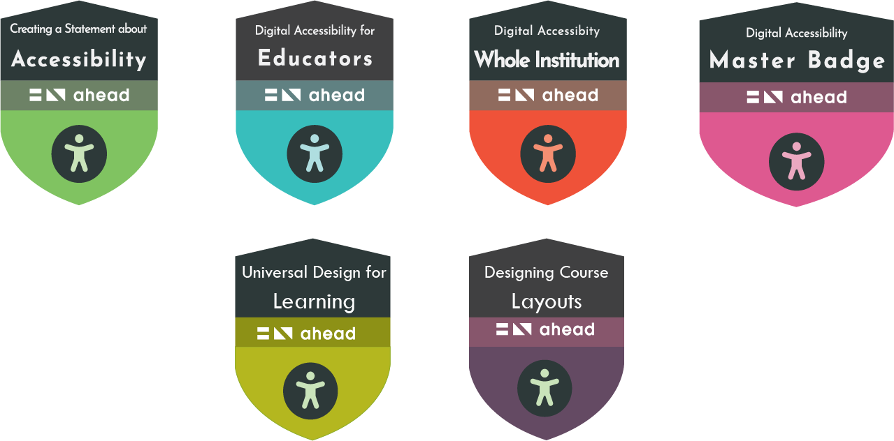 Image showing the 5 badges for the ARK Courses plus the badge for the Master Badge