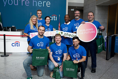 This is a photo of 10 Citi volunteers in matching t-shirts. They provided support to the Building the Future attendees. 