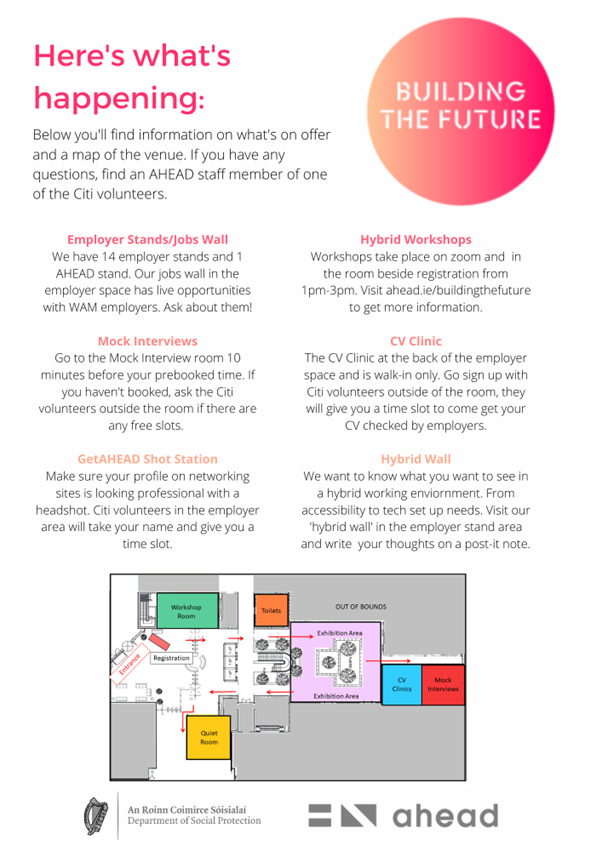 Programme Information sheet handed out to attendees on the day containing information about the event and a map layout. 