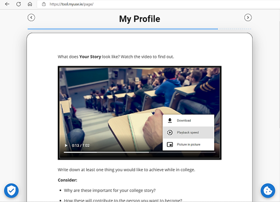 Graphical user interface, application showing adjustable speed feature.