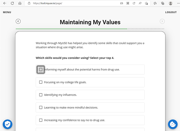 Graphical user interface, application showing tabbing through input fields. 