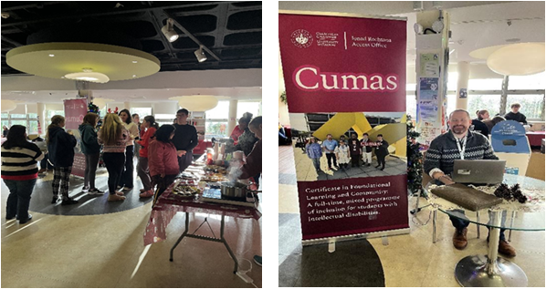 Photo montage of Cumas coffee morning and registration desk