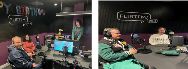 Photo montage of Flirt FM studio