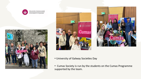 Photo montage of setting up of Cumas society in college