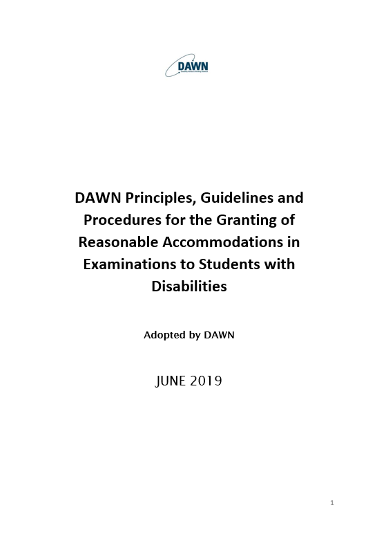 DAWN Exam Accommodations Guidelines - Screen Shot